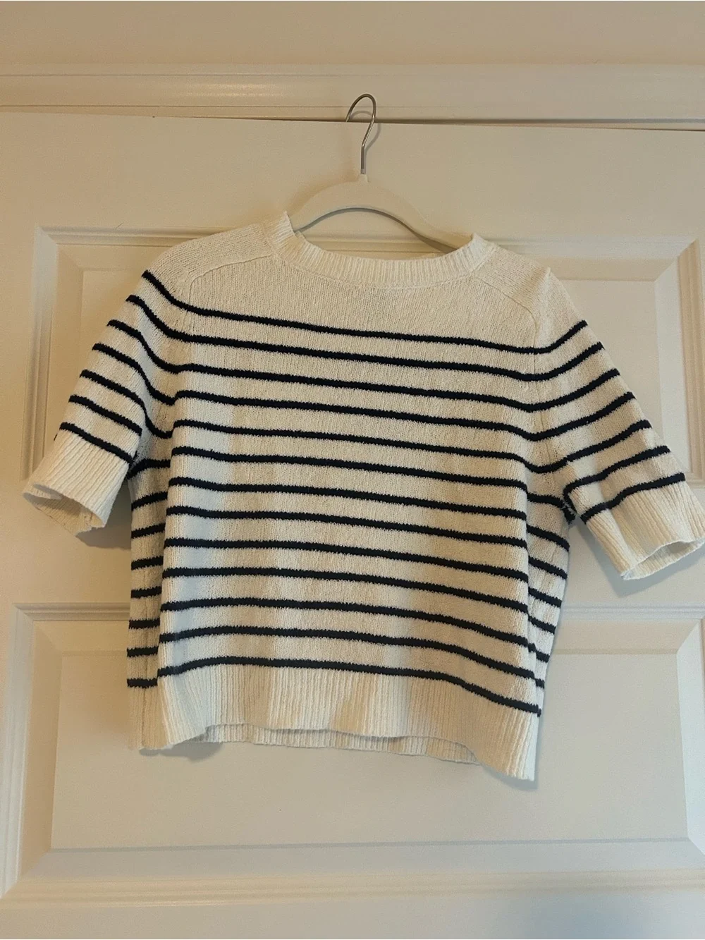 Short Sleeve Crewneck Sweater - Universal Thread - Cream/Navy